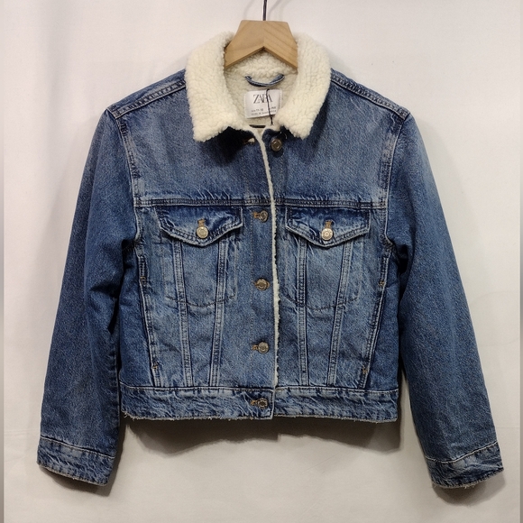 Zara Other - NWOT Zara Kids Fleece Lined Denim Jacket Size  11/12 Blue Boho Retro 90s Y2K
